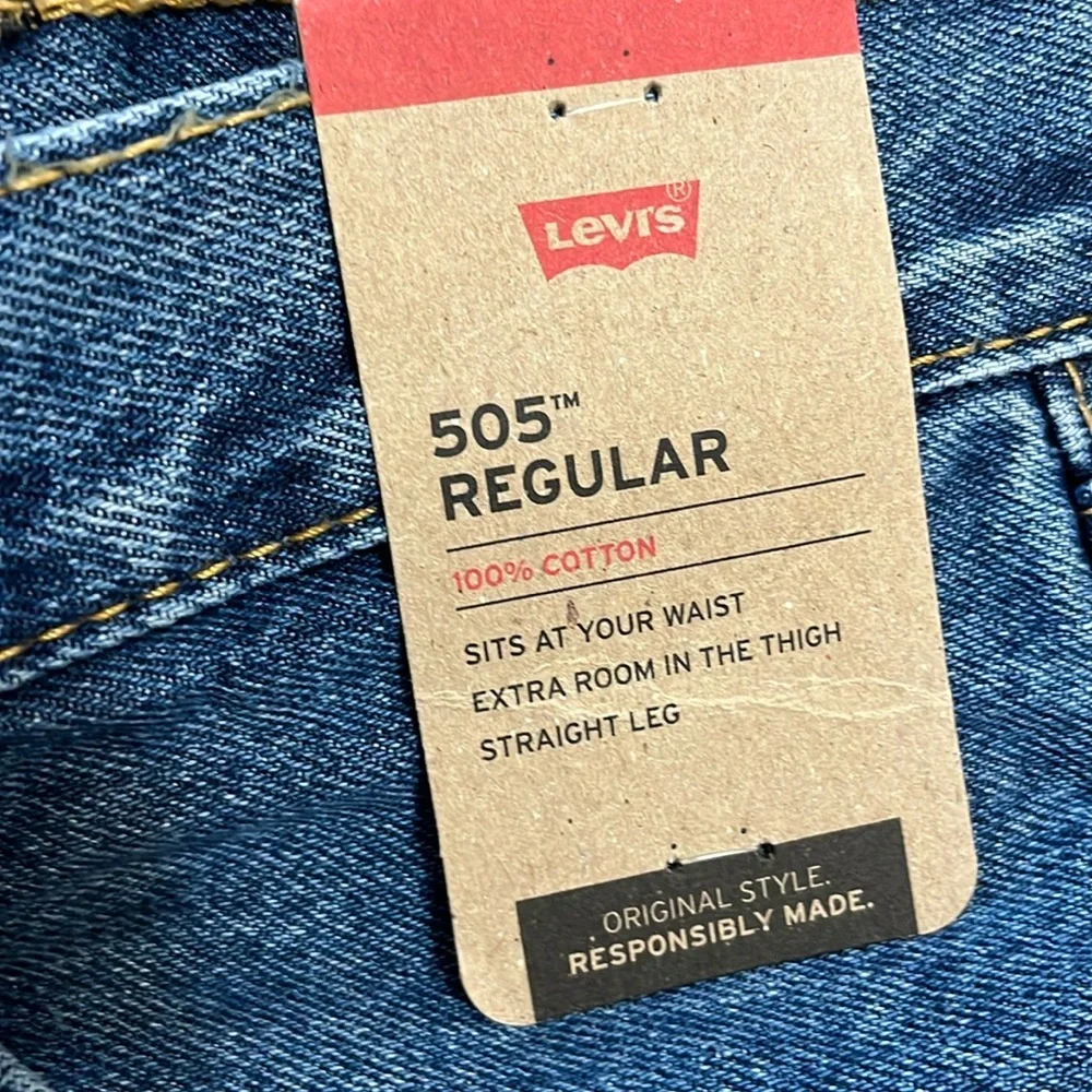 Levis 505 regular jeans men’s 40 x 32 blue denim straight leg pants casual